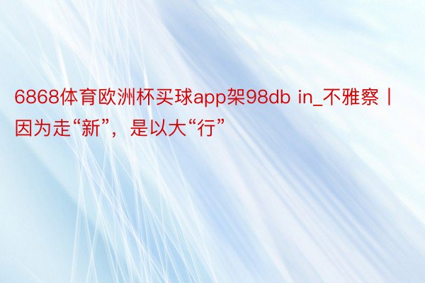 6868体育欧洲杯买球app架98db in_不雅察丨因为走“新”，是以大“行”