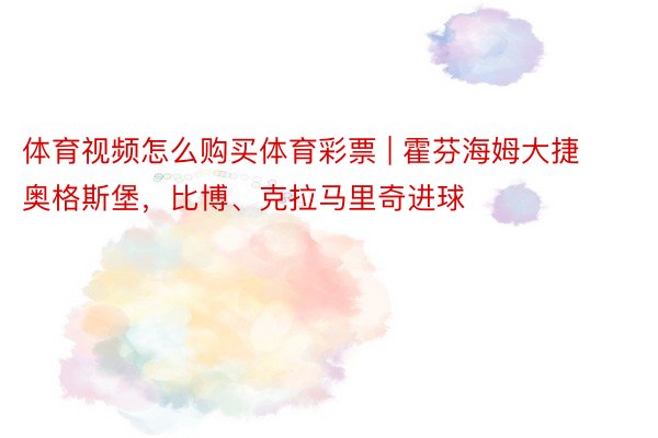 体育视频怎么购买体育彩票 | 霍芬海姆大捷奥格斯堡，比博、克拉马里奇进球