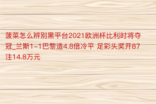 菠菜怎么辨别黑平台2021欧洲杯比利时将夺冠_兰斯1-1巴黎造4.8倍冷平 足彩头奖开87注14.8万元